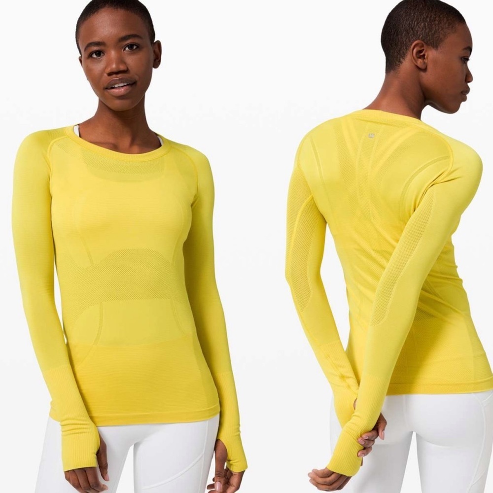 Lululemon 2020 Long Sleeve Swiftly Tech Top‎ Size 12 Yellow Soleil Crew Neck Run